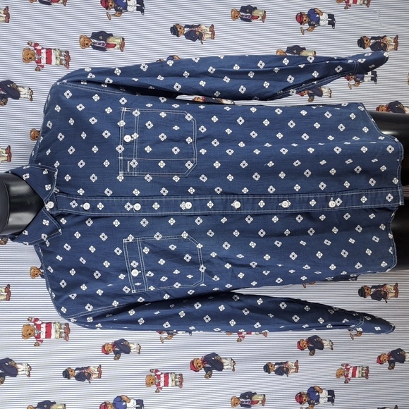 Tommy Hilfiger dark blue & white stitching slim fit LG casual button-up shirt - Picture 2 of 6